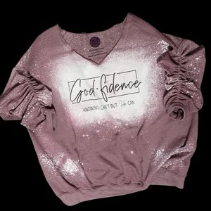 Customizable gathered sleeve sweatshirt